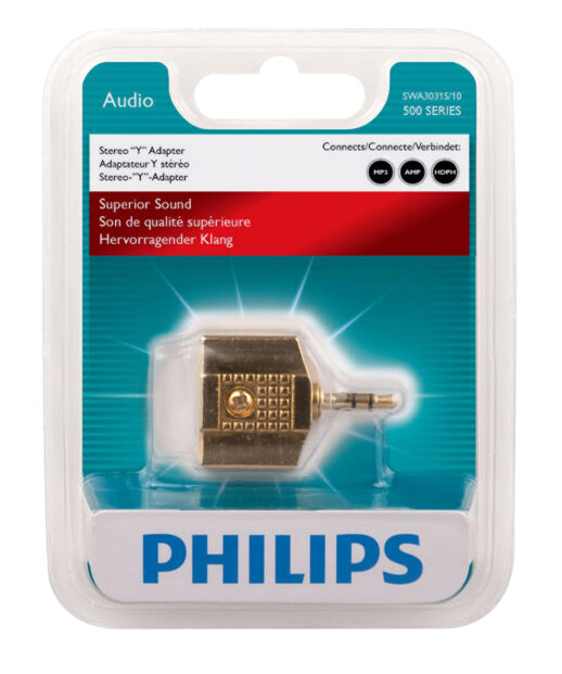 Adattatore doppio jack femmina a jack maschio dorato Philips