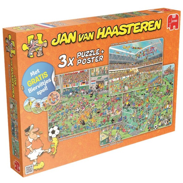Confezione da 3 puzzle Jan van Haasteren tema Calcio