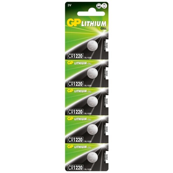 5 pile a bottone al litio CR1220 3 V GP Batteries