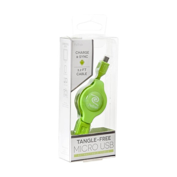 Cavo Retrak USB / Micro USB retrattile verde – praticità e stile compatto