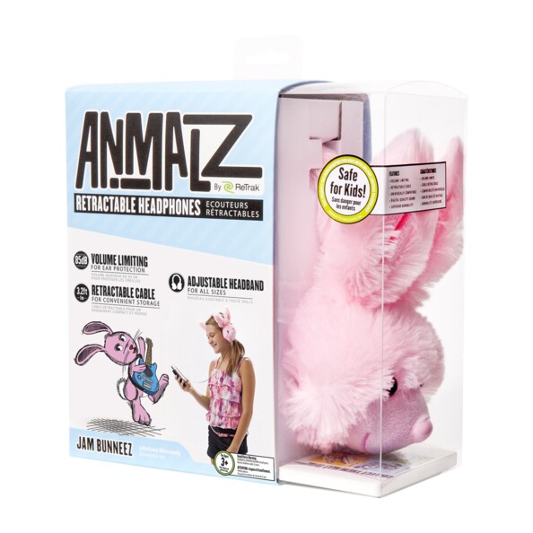 Cuffie audio per bambini Animalz - Coniglietto rosa