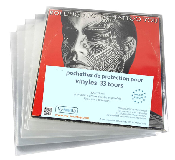 50 buste protettive trasparenti per dischi vinile 33 giri 12" 80 µm