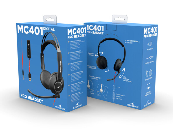 Cuffie con microfono MC401 jack 3,5 mm e USB