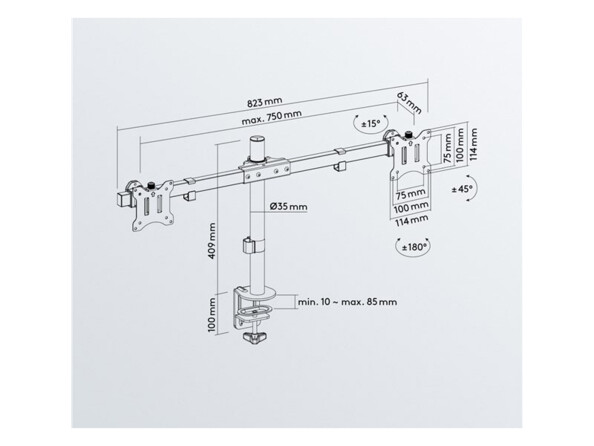Supporto da scrivania per 2 monitor da 17" a 32"