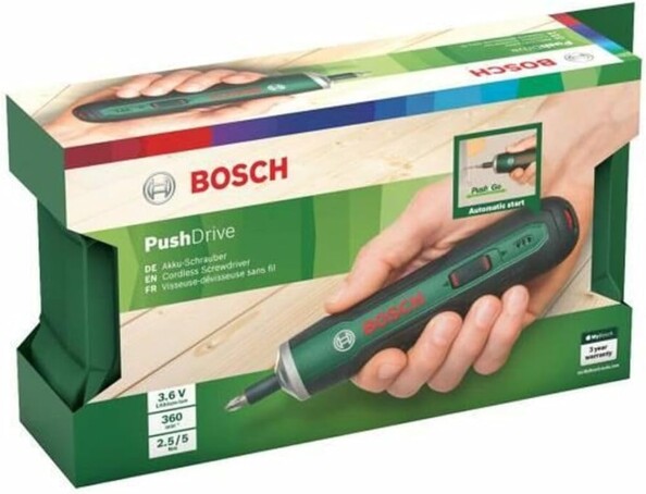 Avvitatore a batteria PushDrive 3,6 V con 32 bit e funzione Push&Go